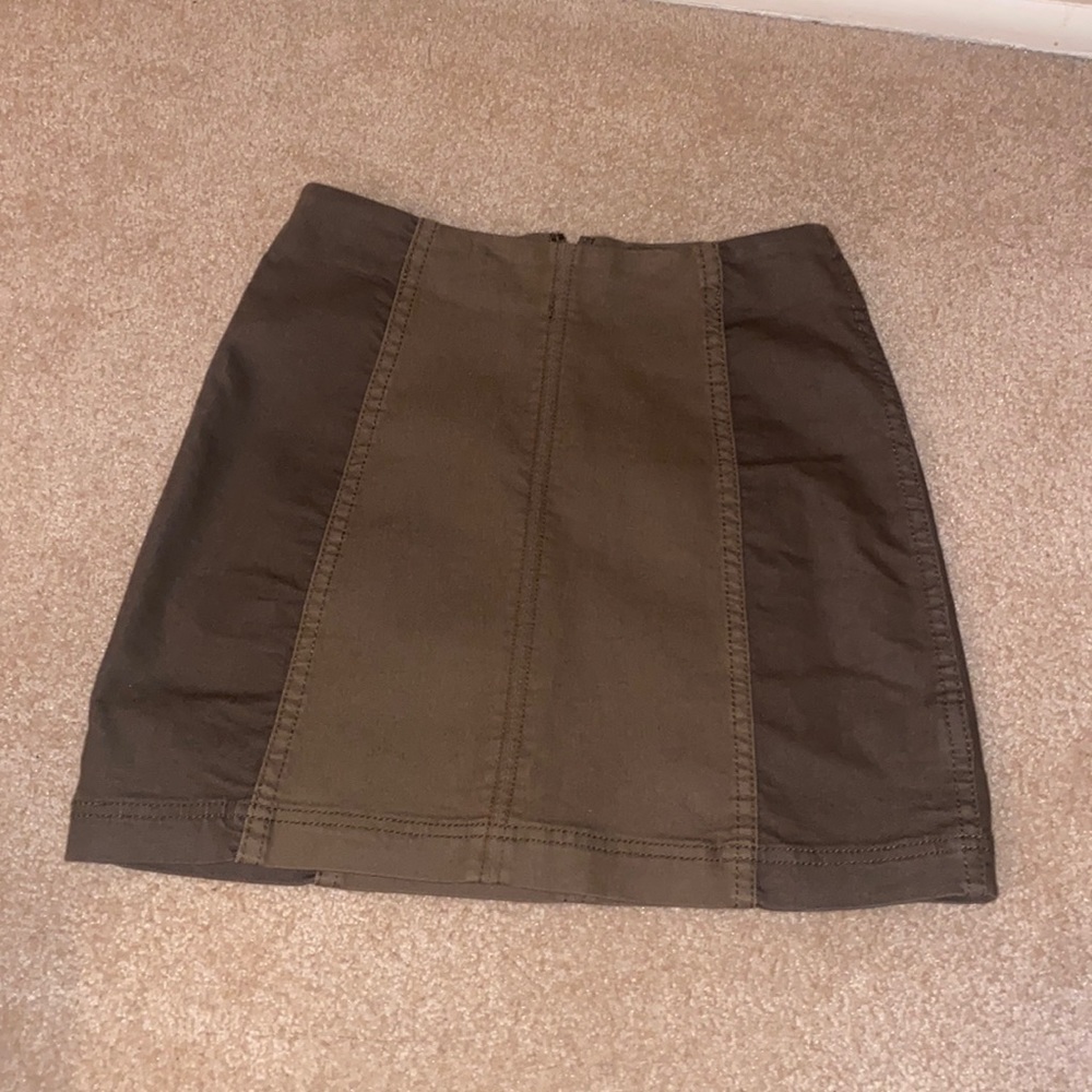 Army green mini skirt
